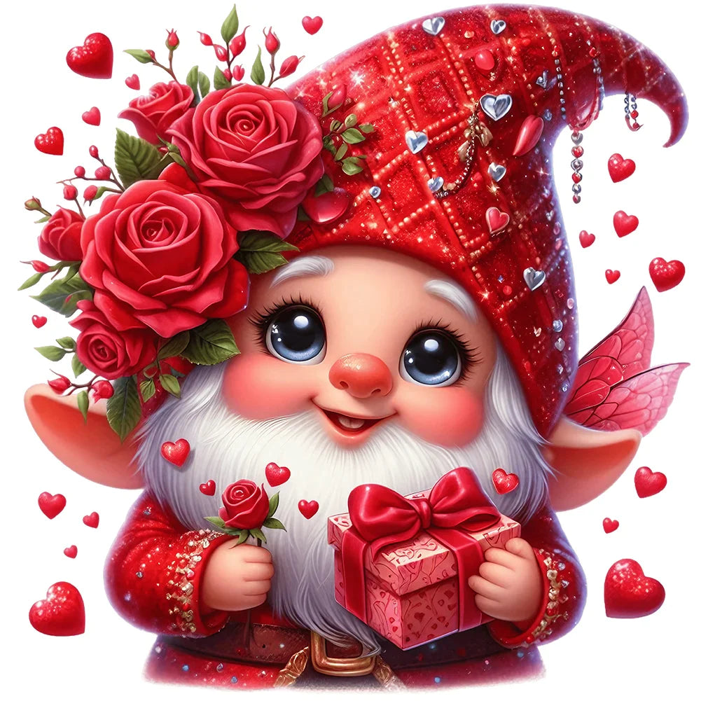Red Rose Valentines Day Gnome Craft Gift