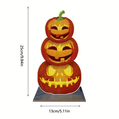 DIY Diamond Painting Halloween Decoration Wooden Pumpkin 25x13cm
