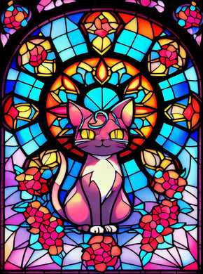 30x40cm Diamond Painting Stained Glass Animals Art Cat