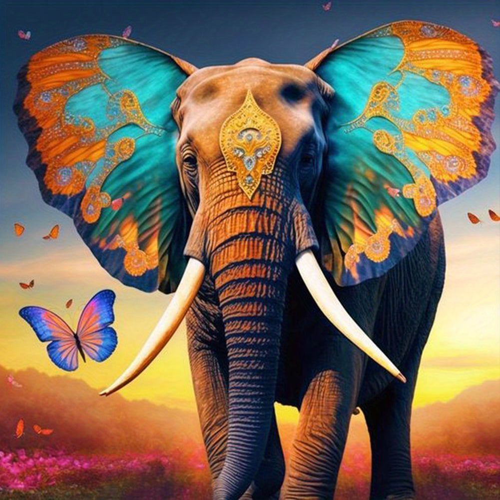 Diamond Art Elephant Butterfly - 40x40cm