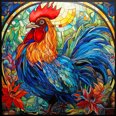 Rooster Stained Glass Diamond Painting Kit