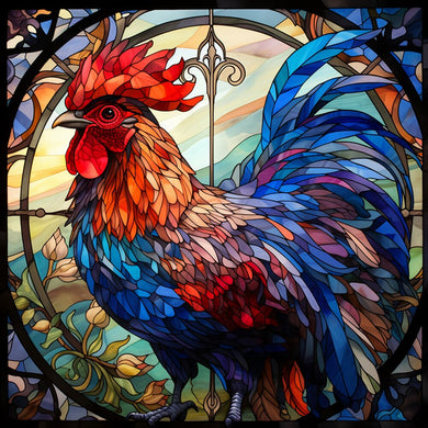 Rooster Stained Glass Diamond Painting Kit Left