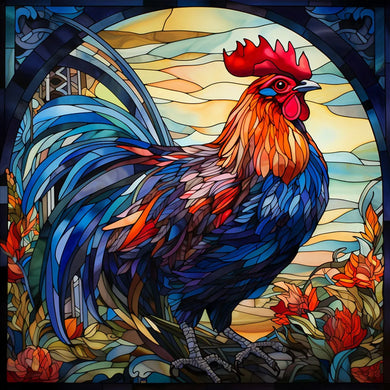 Rooster Stained Glass 5D Diamond Art