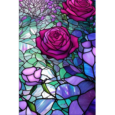 Purple Rose Stained Glass DIY Diamond Painting