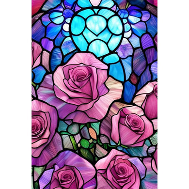 Rose Pink Stained Glass Diamond Painting Kit 40x60cm