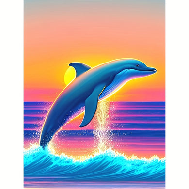 11.8x15.8in Colorful Sunset Dolphin Diamond Painting
