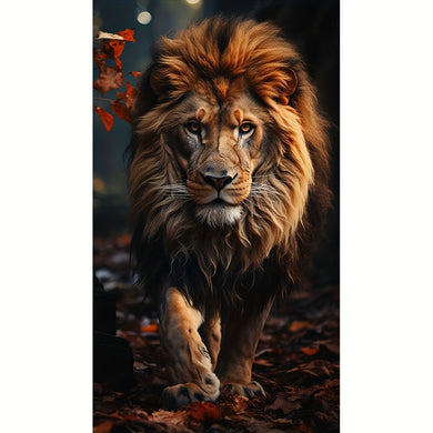 Large Size Round Art Wall Decoration Gift, Powerful Lion 40x70cm/15.7x27.6in