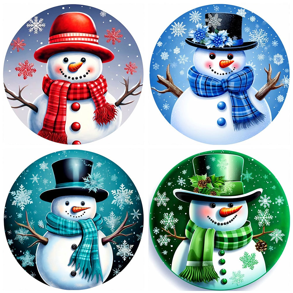 4Pcs Set 5D DIY Full Round Square Drill Diamond Painting Winter Snowman Kit 30x30cm