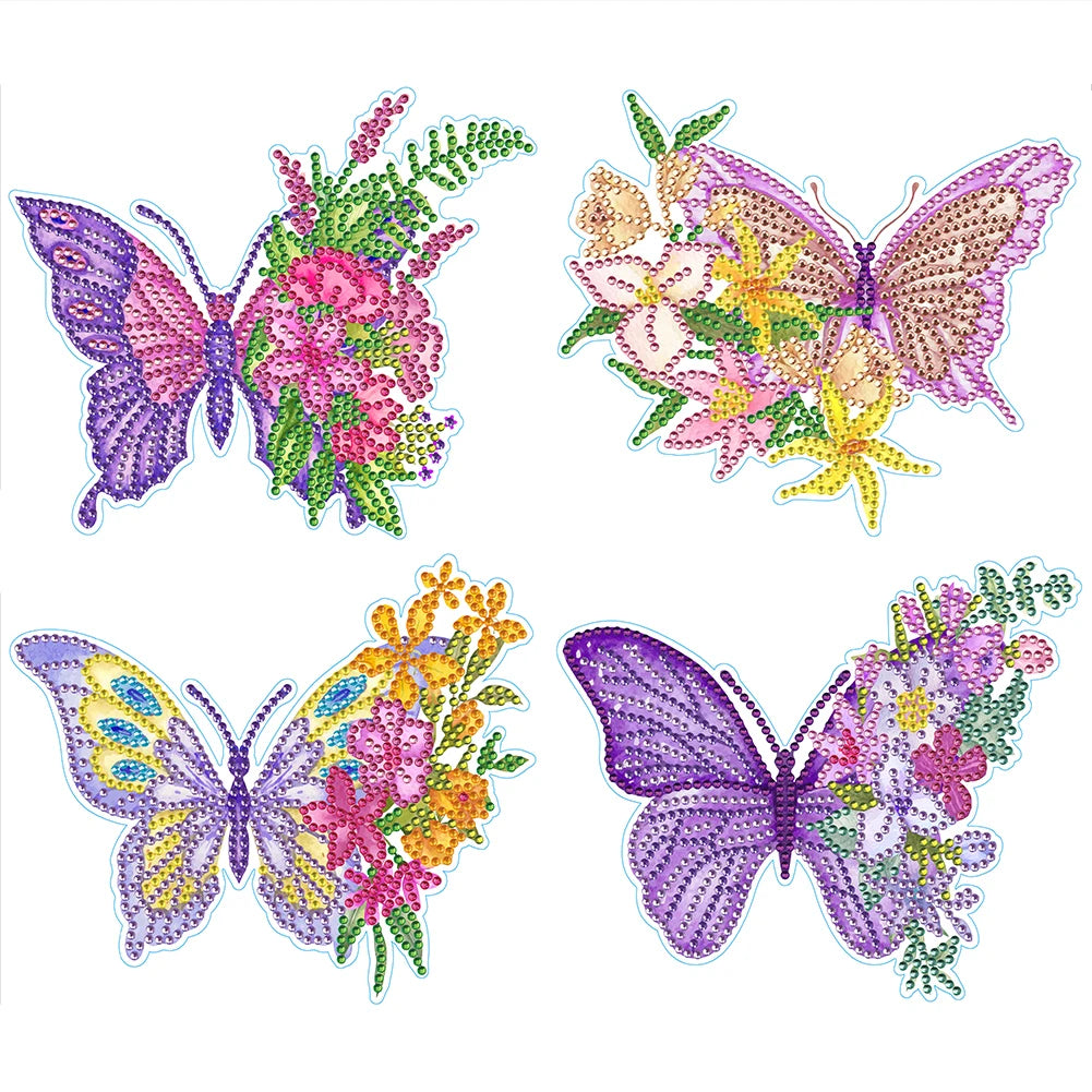 4pcs Diamonds Painting Stickers Kit Butterfly Pattern