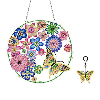 DIY Butterfly Diamond Art Painting Hanging Wreath with Keychain