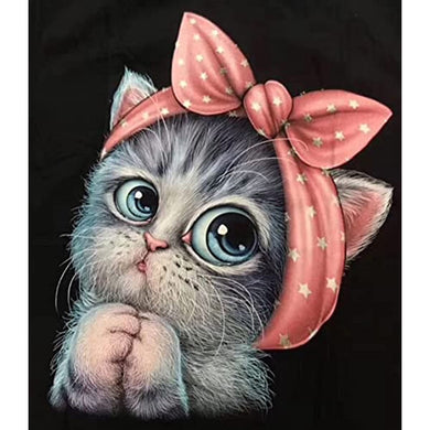 DIY Wearing Bow Cute Cat Painting Crafts ADP9616