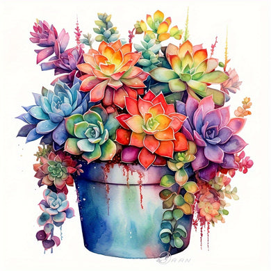 Colorful Succulent Plants 40x40cm/15.7x15.7Inch Without Frame DIY 5D Diamond Painting