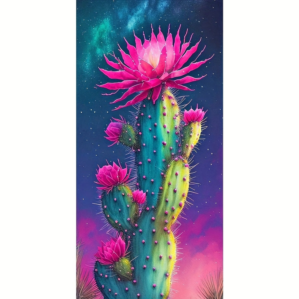 Large Size 40x70cm/15.75inx27.57in Cactus Flower Diamond Painting