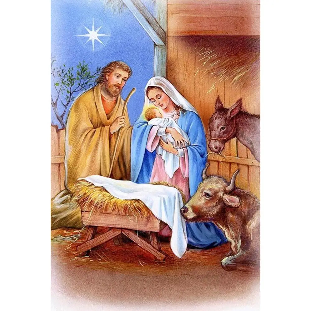 Bring the Holy Spirit into Your Home with 5D DIY Religious Diamond Art Nativity Scene of Birth of Jesus