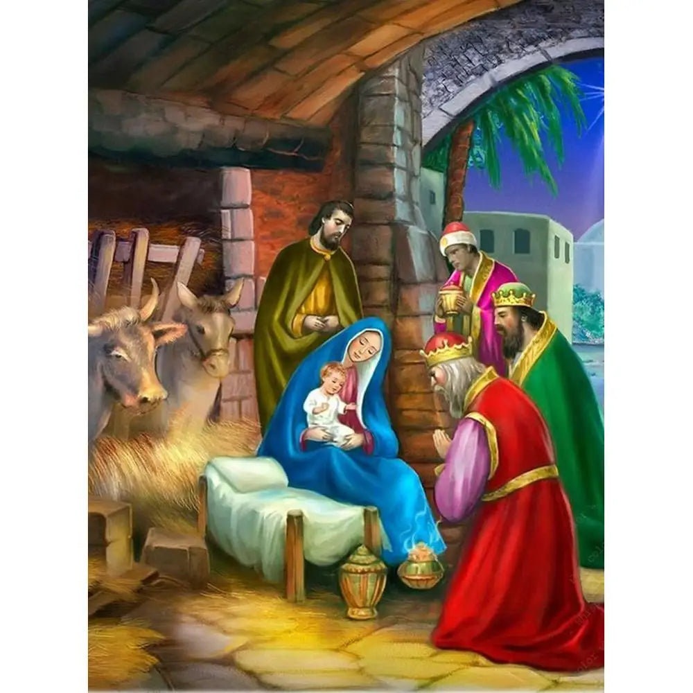 Diamond Art Nativity Scene of Birth of Jesus - 30x40cm