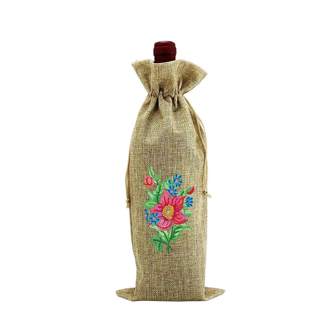 Flower - Wine Bottle Bags DIY Diamond Crafts