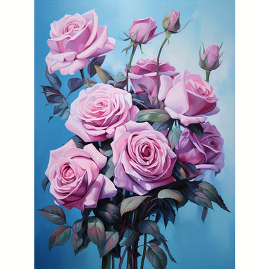 Flower Purple Rose Diamond Canvas Art