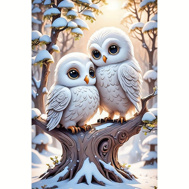 Snow Scenery Owls Paint With Diamonds Custom