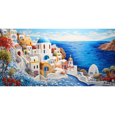 30X60cm/11.8X23.6in Santorini Landscape Diamond Painting Square Drill