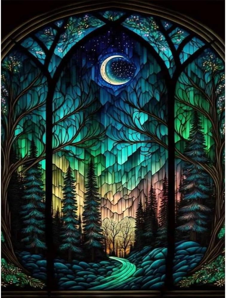 Stained Glass Diamond Painting - Forest Moon