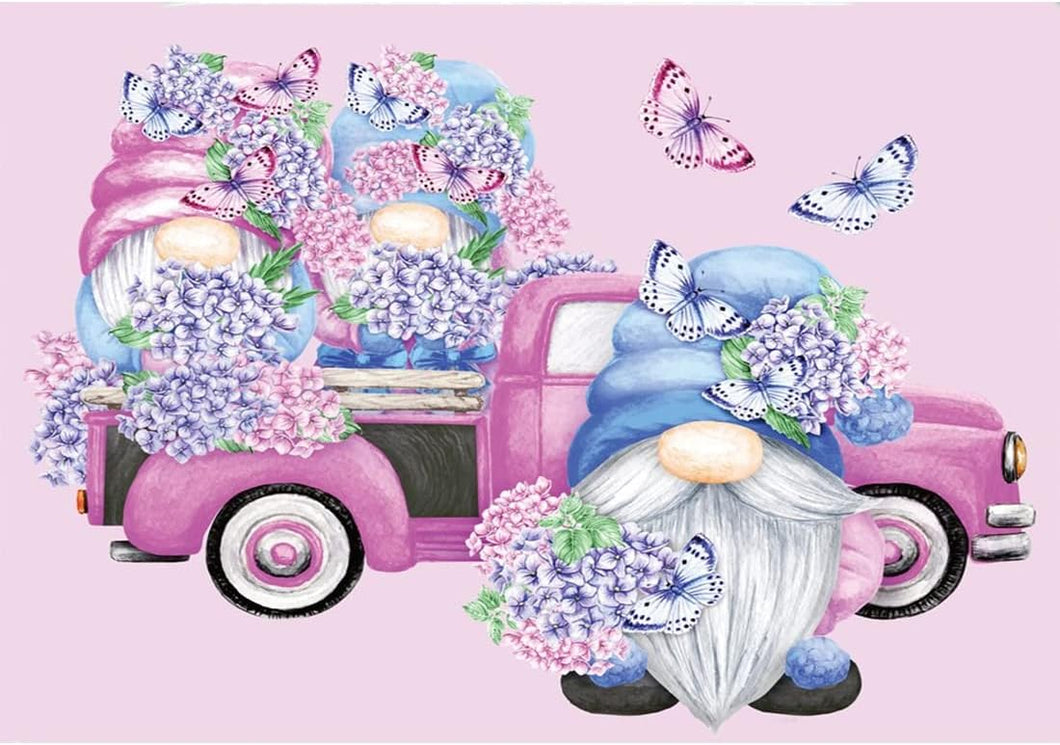 Hydrangea Butterfly Gnome Truck Car