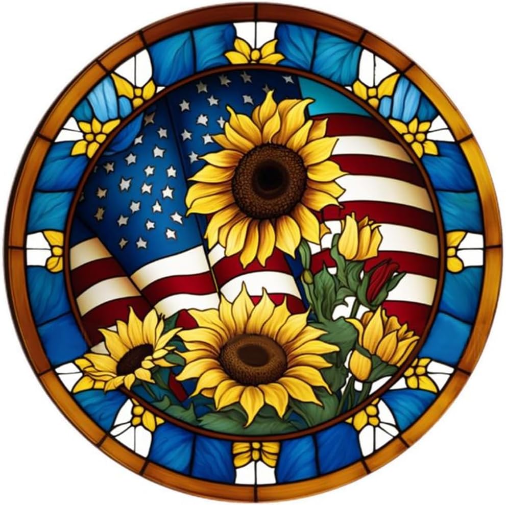 Whitelotous Stained Glass Sunflower 5D Diamond Painting Kits 30x30cm/12x12in