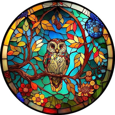 Whitelotous Stained Glass Owl 5D Diamond Painting Kits 30x30cm/12x12in ADP10076