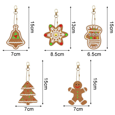 5Pcs Keychain Kit Christmas Bell Snowflake Glove Tree