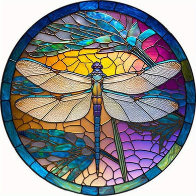 Glass Painted Dragonfly - 30x30cm/11.8inx11.8in