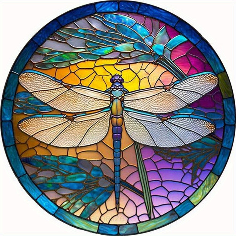 Glass Painted Dragonfly - 30x30cm/11.8inx11.8in