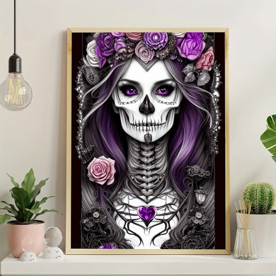 Skull Flowers For Adults, Full Diamond Art Kits Skeleton Love 11.8x15.7 Inches