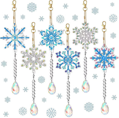 6pcs Snowflake Acrylic Crystal Pendant Wind Chimes