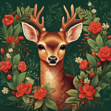 Flower Garland And Deer Cheap Diamond Painting Kits