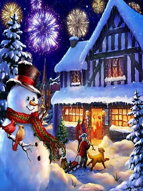 Diamond Art Kits Christmas Snowman Celebrates Festivals 12x16 Inch