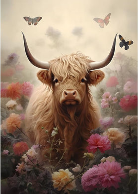 Flowers Cow Craft Art - 12x16 inch