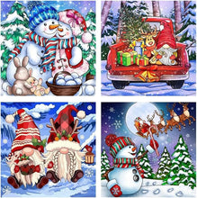 Load image into Gallery viewer, 4 Pack 5D Diamond Art for Adults DIY Snowman Gnome Santa 11.8 x 11.8 inch
