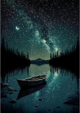 Silent Night Star Boat Diamond Painting Kits - 12x16 Inch