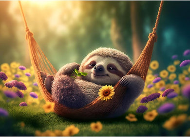 Sloth Playing on The Swing - 12x16 inch