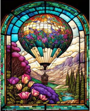 White Lotus Stained Glass Balloon Diamond Painting Kits for Adults - 40x50cm