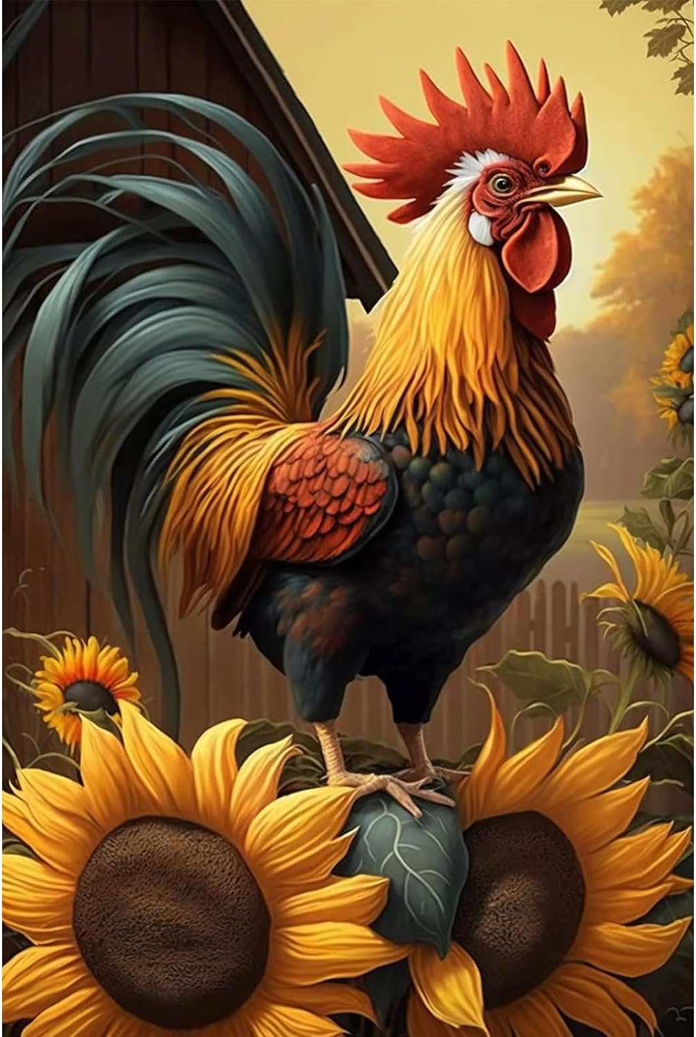 Rooster Sunflower Best Quality Diamond Painting Kits