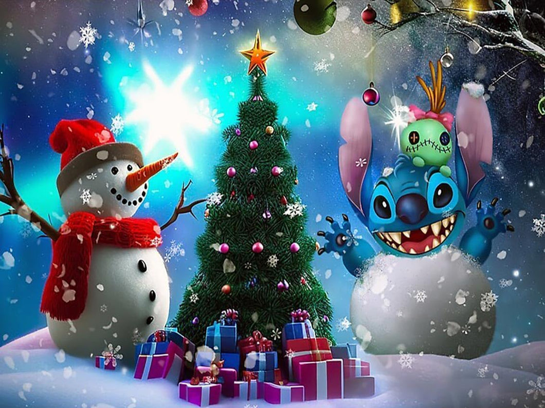 Christmas Snowman Cartoon Christmas Tree Diamond Art Kits 12x16 Inch