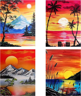 4 Pack Sunrise and Sunset Scenery 12x16inch