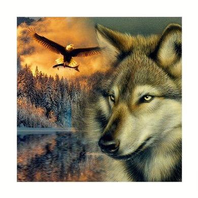 Eagle With Wolf Diamond Painting Kit Landscape
