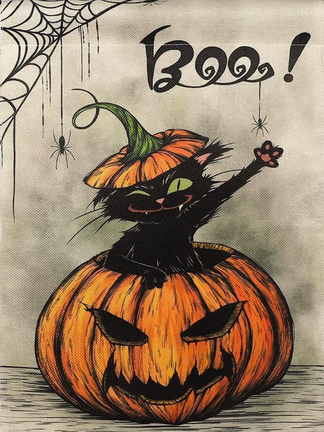 Diamond Painting Halloween Pumpkin Black Cat Spider