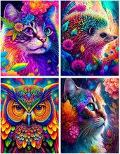Load image into Gallery viewer, 4 Pack Animal Paint with Diamonds Hedgehog Owl Pictures Arts 11.8&#39;&#39;x15.8&#39;&#39;

