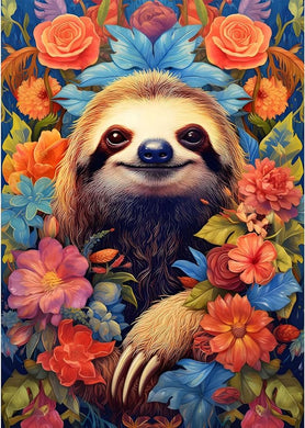 Sloth Flowers Diamond Art Kits - 12x16 inch