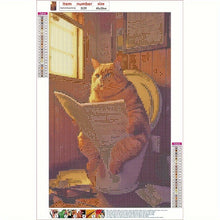 Load image into Gallery viewer, Cat In The Toilet Watching Newspaper
