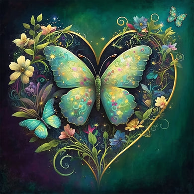 5D Art Wall Full Diamond Beginner Adult Butterfly In The Heart -30x30cm