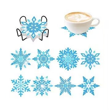8Pcs New Christmas Snowflake Coaster Kit