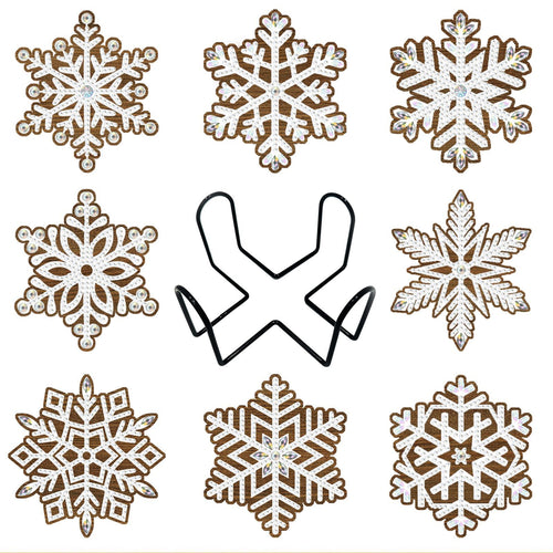 8Pcs New Christmas Snowflake Coaster Kit